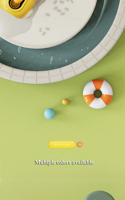 Children’s Spinning Bath Friends attached to the bathtub wall, demonstrating easy installation and engaging water flow features that turn bath time into an exciting sensory experience for babies and toddlers.