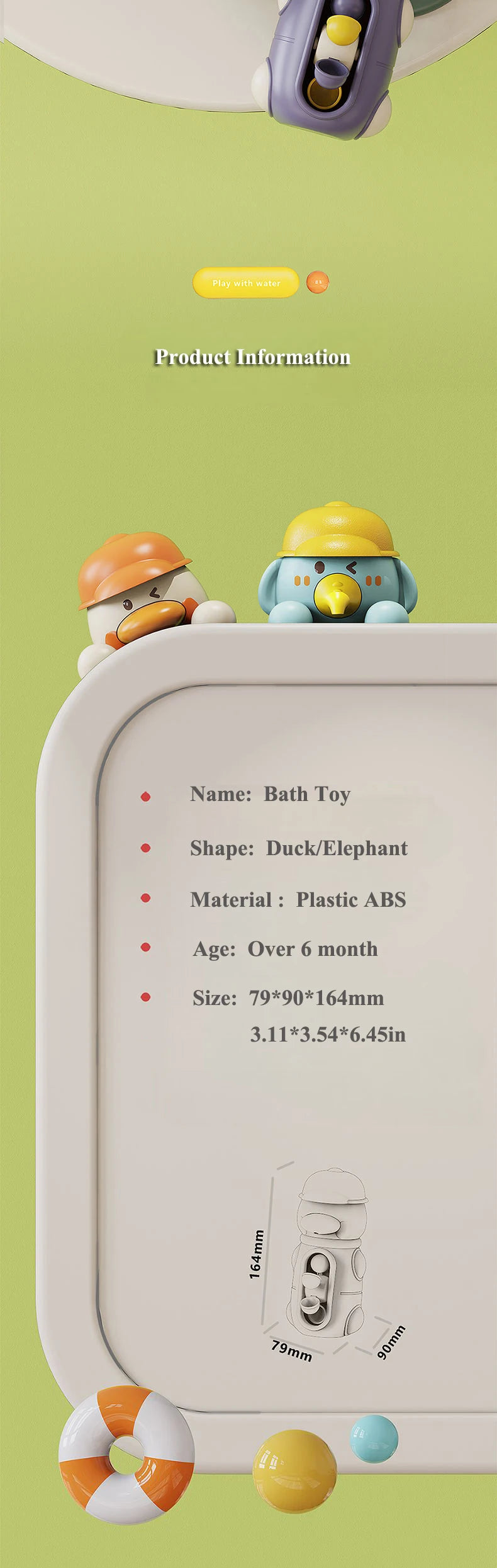 Children’s Spinning Bath Friends attached to the bathtub wall, demonstrating easy installation and engaging water flow features that turn bath time into an exciting sensory experience for babies and toddlers.